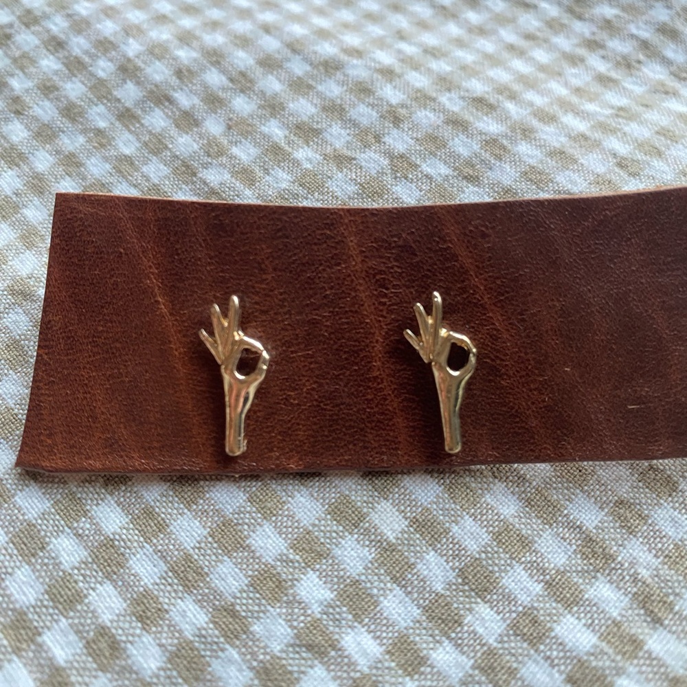 Gold Hand Gesture “OK” Stud Earrings